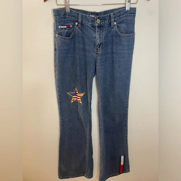 Rare VintageY2K Tommy Jeans||Tommy Hilfiger Patriotic Denim jeans size 5 - Picture 3 of 9